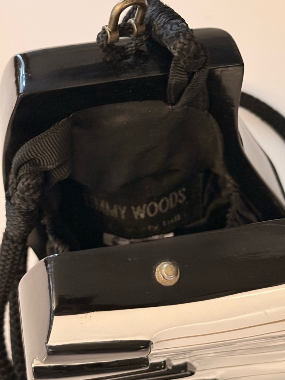 Vintage Timmy Woods piano acacia wood and lacquer handbag, crossbody collectible - Picture 8 of 9